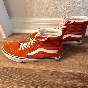 Vans high top. Burnt orange with white accent. Men’s size 9.5
